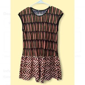 Zara Tribal Boho Patterned Sleeveless Multicolor Womens‎ Tunic Dress Size Small.